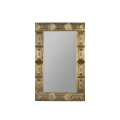 DUTCHBONE Volan väggspegel, rektangulär - spegelglas och mangoträ i mässing (110x70)