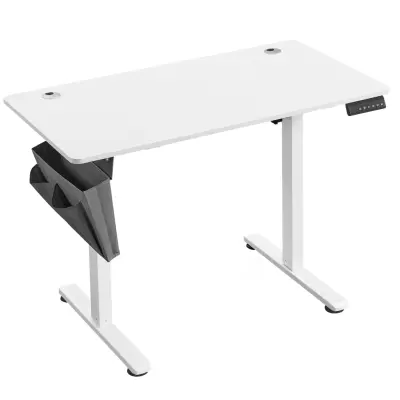 Elektriskt höj- och sänkbart skrivbord, 120,1 x 60,1 cm, 4 minneshöjder, för hemmakontor, vit
