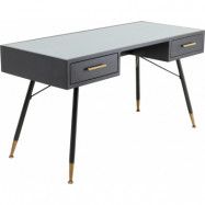 KARE DESIGN La Gomera skrivbord, med 2 lådor - klart glas och svart MDF / stål