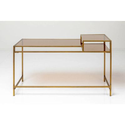 KARE DESIGN Loft Gold skrivbord, med 1 fack - glas och stål