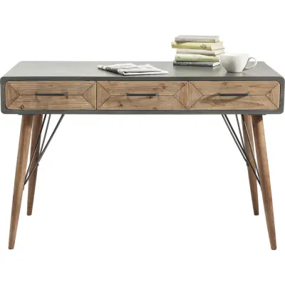 KARE DESIGN X Factory Skrivbord - Grått Trä och Naturlig Furu, med 3 Lådor