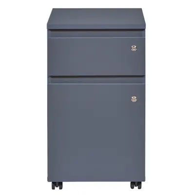 NORDIC LIVING COLLECTION Låsbar rullcontainer på hjul i antracit med en låda och dörr
