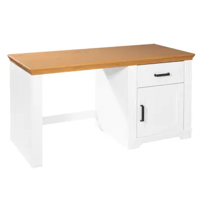 NORDIC LIVING COLLECTION Maluno skrivbord med 1 dörr och 1 låda tillverkat av massivt trä, vitlackerat