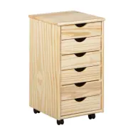 NORDIC LIVING KOLLEKTION Nils arkivskåp, med 6 lådor och 4 hjul - naturlig furu (35x39)