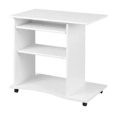 NORDIC LIVING COLLECTION Pepe skrivbord med två hyllor och tangentbordsbricka, vit