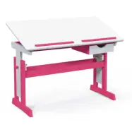 NORDIC LIVING COLLECTION Pijii skrivbord, vitt och rosa, massivt trä, höjdjusterbart med tippbart hyllplan