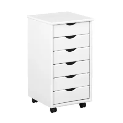 NORDIC LIVING COLLECTION Rulllåda i massiv furu i vitt med 6 lådor