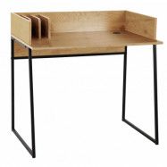 NORDLYS Benton skrivbord, med förvaring - brunt trä och svart metall