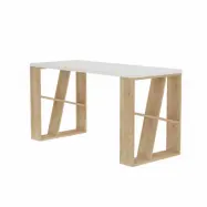 NORDVÄRK Honey skrivbord, rektangulärt - vit och ek melamin (140x60)