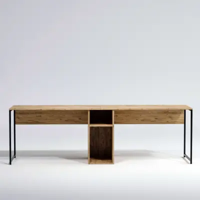 NORDVÄRK Kili skrivbord, 2 fack, rektangulärt - ekfärgad melamin och metall (240x60)