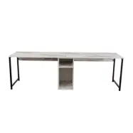 NORDVÄRK Twin dubbelt skrivbord, m. 2 rum - Fressia marmor melamin och svart metall (240x60)