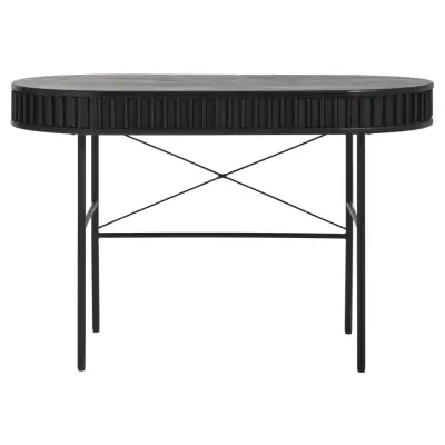 Siena skrivbord, w. dörr - svart ekfanér/ek och svart metall (60x120)