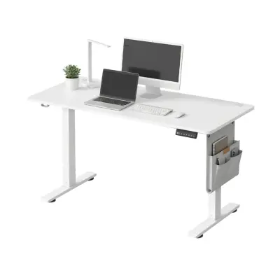 SONGMICS Elektriskt Höjdjusterbart Skrivbord, 180 x 80 x (72-120) cm, Sit-Stand-skrivbord, 4 Höjder, Minnesfunktion för Kontor, Hemmakontor, Cloud White LSD138W01