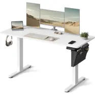 SONGMICS LSD134W01 Höjdjusterbart elektriskt skrivbord, 60 x 140 x 72120 cm, minnesfunktion med 4 höjder, för hemmakontor, arbetsrum, Cloud White