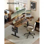 SONGMICS LSD136K01 Höjdjusterbart elektriskt skrivbord, 70 x 160 x 72120 cm, minnesfunktion med 4 höjder, för hemmakontor, arbetsrum, vintagebrun, bläcksvart