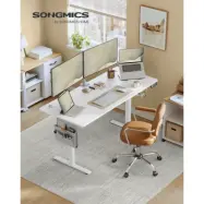 SONGMICS LSD138W01 Höjdjusterbart elektriskt skrivbord 180 x 80 cm Fullt justerbart minnesfunktion med 4 höjder Cloud White