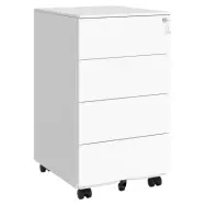 SONGMICS Mobilt arkivskåp, låsbart, med 4 lådor, för dokument, kontorsmaterial, förmonterat, för kontor, hemmakontor, 39 x 45 x 69,3 cm, Cloud White OFC064W14