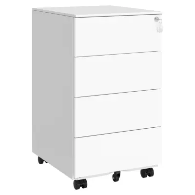 SONGMICS Mobilt arkivskåp, låsbart, med 4 lådor, för dokument, kontorsmaterial, förmonterat, för kontor, hemmakontor, 39 x 45 x 69,3 cm, Cloud White OFC064W14