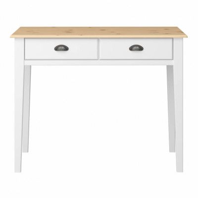 STEENS Nola skrivbord, w. 2 lådor - vit/naturfuru/MDF