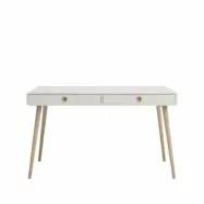 STEENS Softline brett skrivbord, m. 2 l&aring;dor - vit MDF och naturlig ek