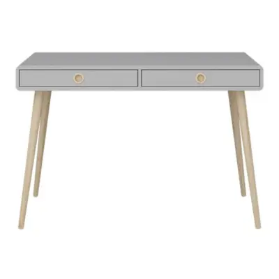 STEENS Softline smalt skrivbord, m. 2 lådor - dammig grå MDF och naturlig ek