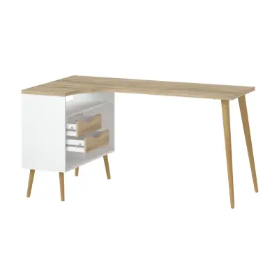 TVILUM Delta Skrivbord - Ekstomme / Vitt Trä med 2 Lådor