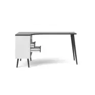 TVILUM Delta Skrivbord - Svartvitt Tr&auml; med 2 L&aring;dor