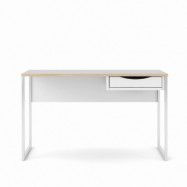 TVILUM Function Plus skrivbord, med låda - vit folie och vitt stål