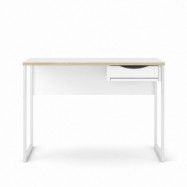 TVILUM Function Plus skrivbord, med låda - vit folie och vitt stål
