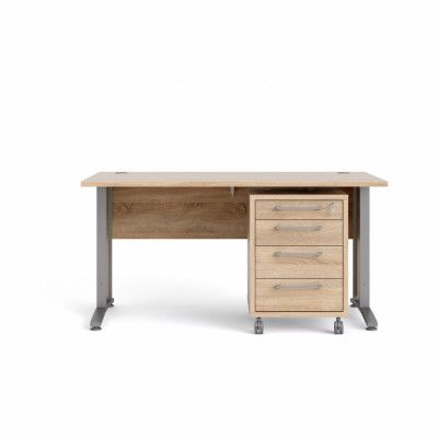 TVILUM Prima Skrivbord, m. lådsektion m. 4 lådor - Ekstomme, Stålram (150x80)