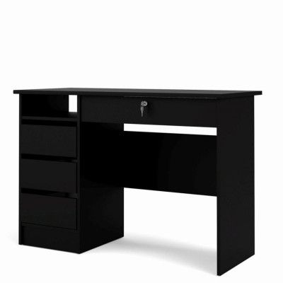 TWILUM Function Plus skrivbord, w. 1 fack och 4 lådor - svart folie och melamin