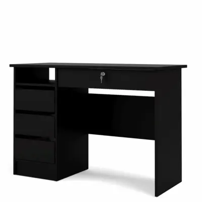 TWILUM Function Plus skrivbord, w. 1 fack och 4 lådor - svart folie och melamin