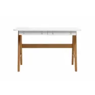 UNIQUE FURNITURE Turin Skrivbord, med 2 L&aring;dor - Vit MDF och Naturlig Ek