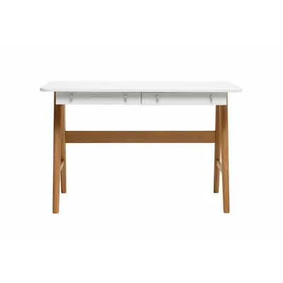 UNIQUE FURNITURE Turin Skrivbord, med 2 Lådor - Vit MDF och Naturlig Ek