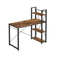 VASAGLE Datorbord, 120 cm skrivbord med förvaringshyllor på vänster eller höger sida, Stabil, Enkel montering, För hemmakontor, Industriell stil, Rustik brun och svart LWD48X