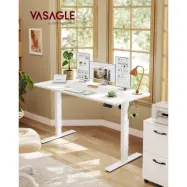 VASAGLE Elektriskt höjdjusterbart skrivbord, datorbord, påminnelsefunktion för stillasittande, minnesfunktion med 4 höjdinställningar, för kontor, 140 x 60 cm, Cloud White LSD314WZ03