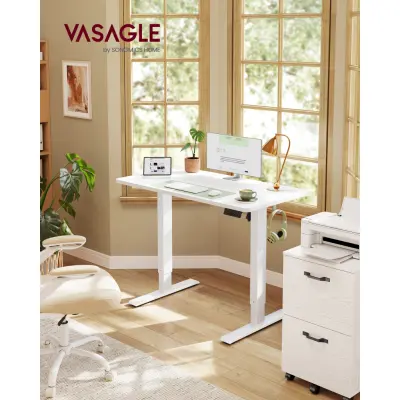 VASAGLE LSD310WZ03 Höjdjusterbart skrivbord Stående skrivbord Datorbord Memory 4 Höjdjusterbart kontorsskrivbord 100 x 60 cm Molnvit