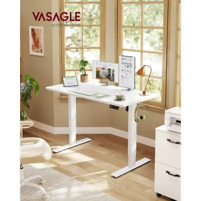 VASAGLE LSD312WZ03 Höjdjusterbart skrivbord Stående skrivbord Datorbord Minne Minnesfunktion 4 höjder Kontorsskrivbord 120 x 60 cm Cloud White