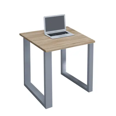 VCM NORDIC Lona U-feet skrivbord - natur trä och silvergrå metall (80x80)