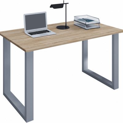 VCM NORDIC Lona U-feet skrivbord - natur trä och silvergrå metall (80x50)