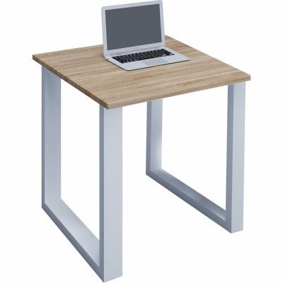 VCM NORDIC Lona U-feet skrivbord - natur trä och vit metall (80x80)