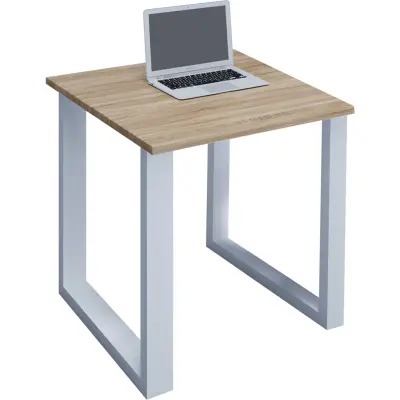 VCM NORDIC Lona U-feet skrivbord - natur trä och vit metall (80x80)