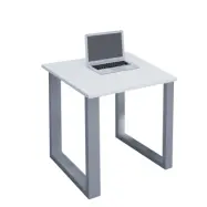 VCM NORDIC Lona U-feet skrivbord - vitt trä och silvergrå metall (80x80)