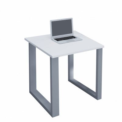 VCM NORDIC Lona U-feet skrivbord - vitt trä och silvergrå metall (80x80)