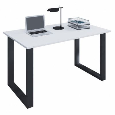 VCM NORDIC Lona U-feet skrivbord - vitt trä och svart metall (140x80)
