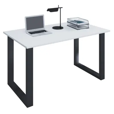 VCM NORDIC Lona U-feet skrivbord - vitt trä och svart metall (140x80)