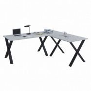 VCM NORDIC Lona X-feet skrivbord - grått trä och svart metall