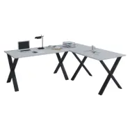 VCM NORDIC Lona X-feet skrivbord - grått trä och svart metall (130x130x50)