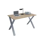 VCM NORDIC Lona X-feet skrivbord - natur trä och silvergrå metall (80x50)