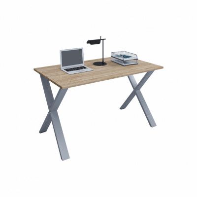 VCM NORDIC Lona X-feet skrivbord - natur trä och silvergrå metall (80x50)